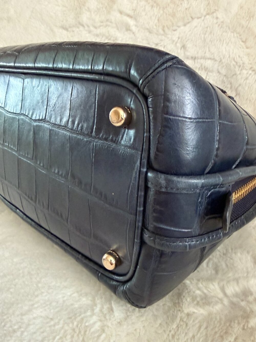 Coach Prince Street Satchel Navy Leather Crocodile-Embossed Crossbody/Handbag - Picture 10 of 16